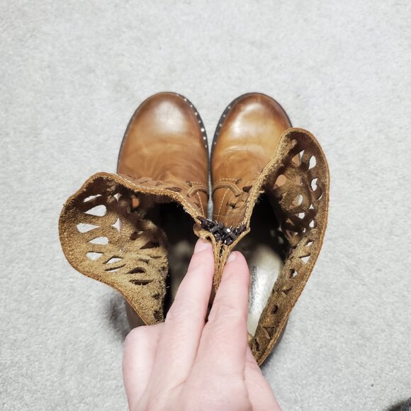 DROMEDARIS Kenza Ankle Boots Booties Leather Cut Out Rustic Brown Women 38EU 7US - Picture 9 of 14